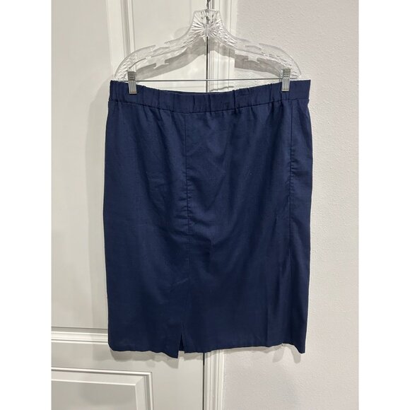 Vintage Lady 12 West Blue 2 Piece Shirt Skirt Set Blue Plus Size Retro Classic - Picture 12 of 16